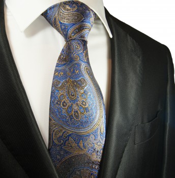Krawatte blau gold paisley 2094