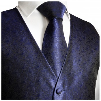 Blaue Hochzeitsweste mit Plastron Krawatte Einstecktuch und Manschettenknöpfen v8