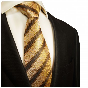 Krawatte braun paisley gestreift Seide