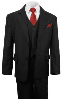 Festlicher Anzug für Jungen 6tlg schwarz Slim Fit (tailliert) 2-Knopf Sakko