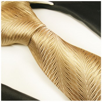 Krawatte gold braun 100% Seide gestreift 2012