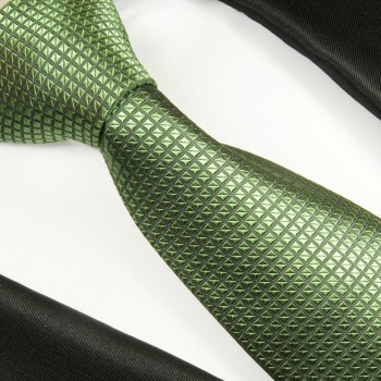 Krawatte grün 100% Seide fein kariert 2110