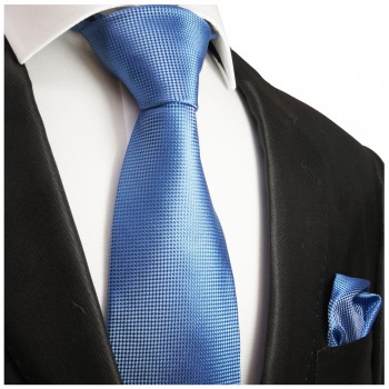 Krawatte blau mit Einstecktuch 898