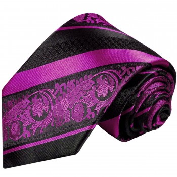 Krawatte barock pink schwarz gestreift Seide