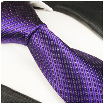 Krawatte lila violett schwarz 100% Seide gestreift 2013