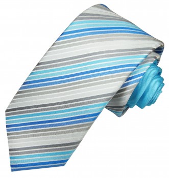 Kontrast Knoten Krawatten Set 2tlg Krawatte + Einstecktuch blau grau P6