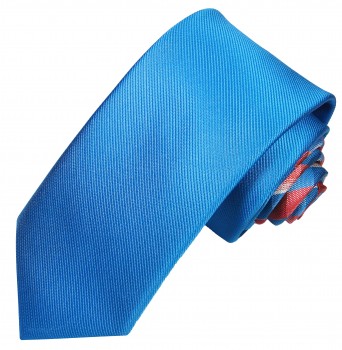 Kontrast Knoten Krawatten Set 2tlg Krawatte + Einstecktuch blau uni P8