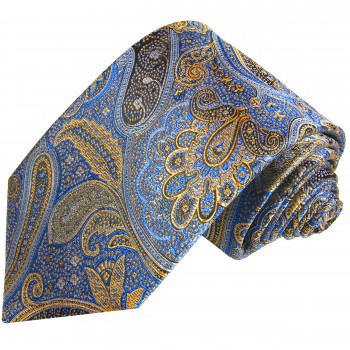 Blaue Krawatte gold paisley brokat 2094