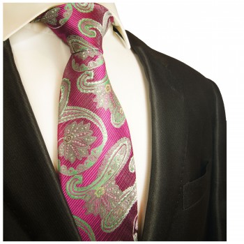 Krawatte pink grün paisley Seide