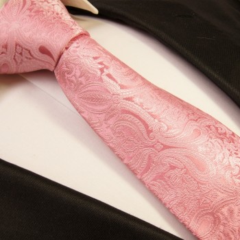 Krawatte pink rosa 100% Seide uni paisley 366