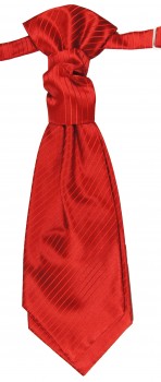 Cravat red solid striped | pre-tied wedding ascot tie PLv24