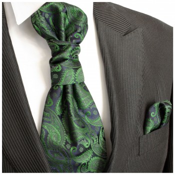Hochzeitskrawatte Plastron grün mit Einstecktuch | Bräutigam Hochzeit Krawatte