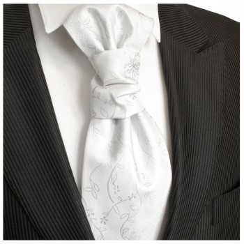 Hochzeitskrawatte | Plastron weiß silber floral Hochzeit Krawatte