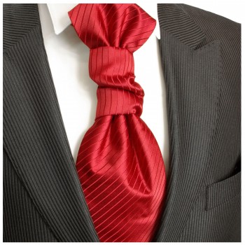 Hochzeitskrawatte | Plastron rot uni gestreift Hochzeit Krawatte