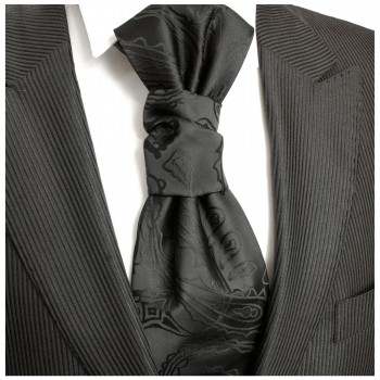 Hochzeitskrawatte | Plastron schwarz paisley Hochzeit Krawatte