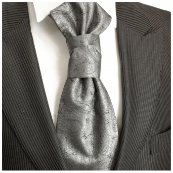 Hochzeitskrawatte | Plastron grau silber paisley Hochzeit Krawatte