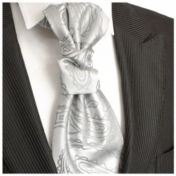 Hochzeitskrawatte Plastron silber paisley Bräutigam Hochzeit Krawatte