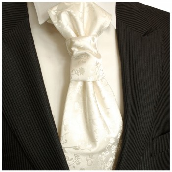 Hochzeitskrawatte | Plastron ivory elfenbein floral Hochzeit Krawatte