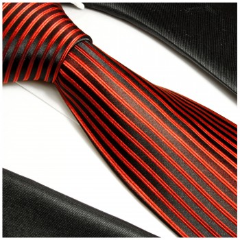Krawatte rot schwarz 100% Seide gestreift 632