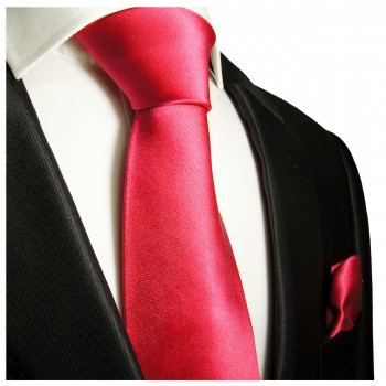 Krawatte pink uni Seide mit Einstecktuch