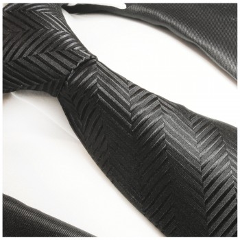 Krawatte schwarz uni 100% Seide einfarbig 2006