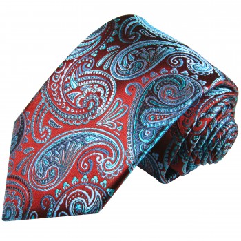 Krawatte rot blau paisley brokat 2061