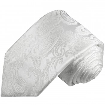 Weiße Krawatte uni paisley 100% Seide
