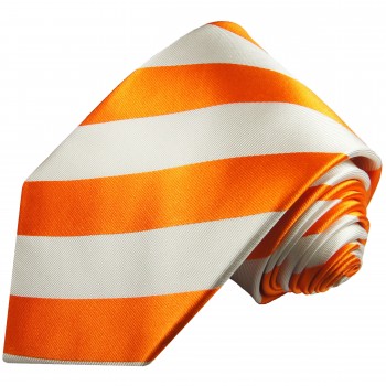 Krawatte orange weiß gestreift Seide