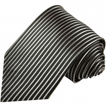 Krawatte schwarz silber gestreift Seide