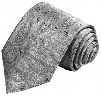 Herren Krawatte grau silber paisley