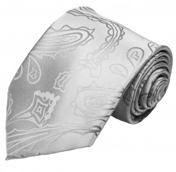Herren Krawatte für die Hochzeite silber paisley