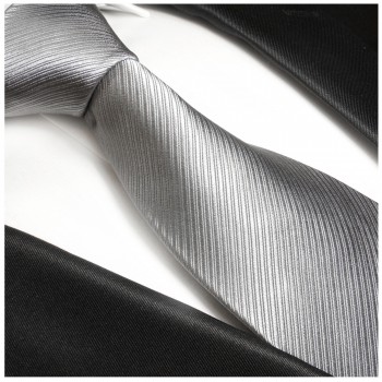 Krawatte silber 100% Seide uni 977