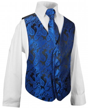 Blaue paisley Weste mit Krawatte