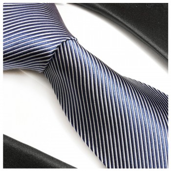 Krawatte blau weiß 100% Seide gestreift 519