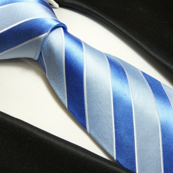 Krawatte blau 100% Seide gestreift 763