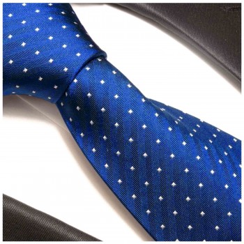 Krawatte blau 100% Seide gepunktet 954