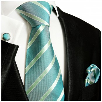 Extra lange Krawatte 165cm - blau grün gestreift