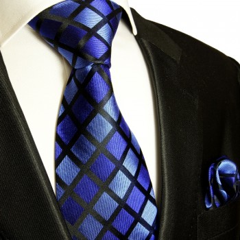Blaues Krawatten Set 2tlg Seidenkrawatte + Einstecktuch 480