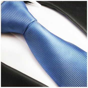 Paul Malone XL Krawatte 165cm blau uni Seidenkrawatte 898