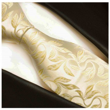 Herren Krawatte festlich creme gold floral