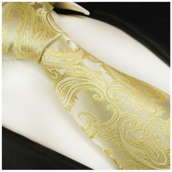 Champagne yellow tie 100% silk mens necktie paisley 2001
