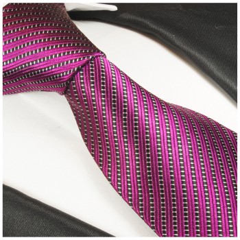 Krawatte fuchsia 100% Seide gestreift 995
