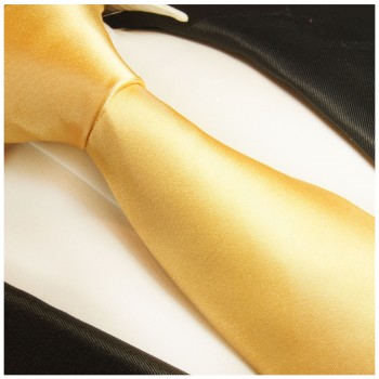 Paul Malone XL Krawatte 165cm gelbe uni satin Seidenkrawatte 851