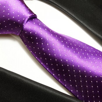 Lila gepunktete Krawatte 100% Seidenkrawatte ( XL 165cm ) 806
