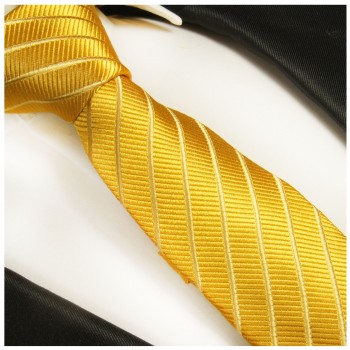 schmale gold gestreifte Krawatte 100% Seidenkrawatte 940-schmal
