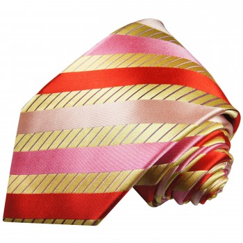 Extra lange Krawatte 165cm - gold rot pink gestreift