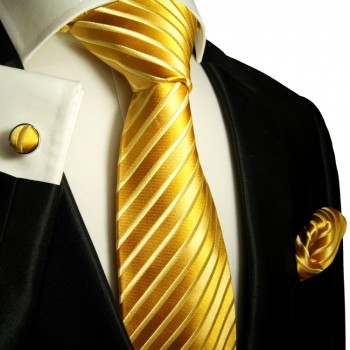 Goldene Krawatten Set 3tlg 100% Seidenkrawatte 953