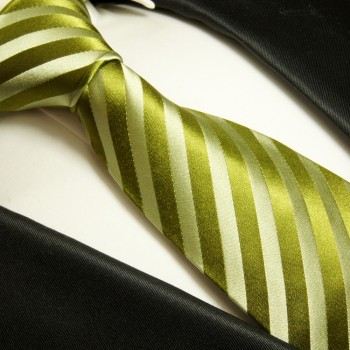 Krawatte grün 100% Seide hellgrüne Streifen 984