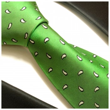 Paul Malone XL Krawatte 165cm grün gepunktete Seidenkrawatte 717