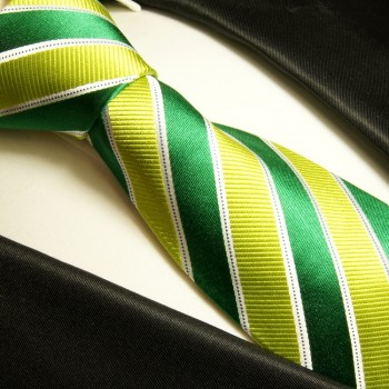 Krawatte grün 100% Seide hellgrün gestreift 262
